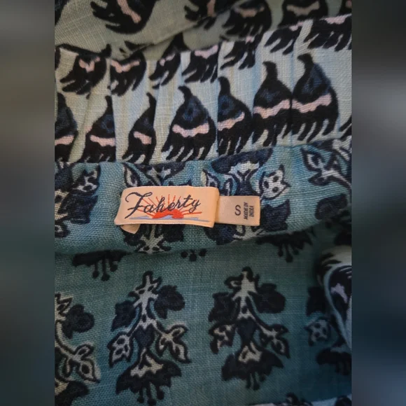 Faherty Gracie Maxi Blue Bali Bloom Linen Maxi Dress Size Small - Picture 7 of 11